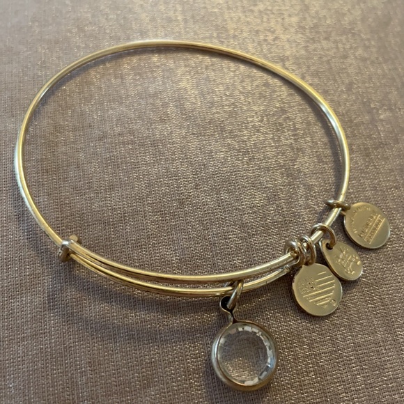 Alex & Ani Silver Bangel with Clear Gem - Picture 3 of 3